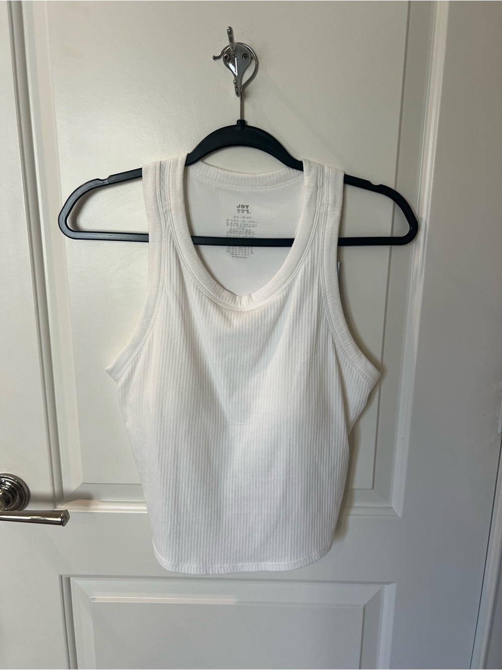 JoyLab White Ribbed Scoop Neck Tank